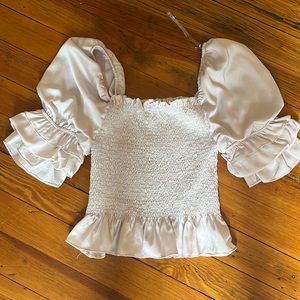 Off/on the shoulder satin top